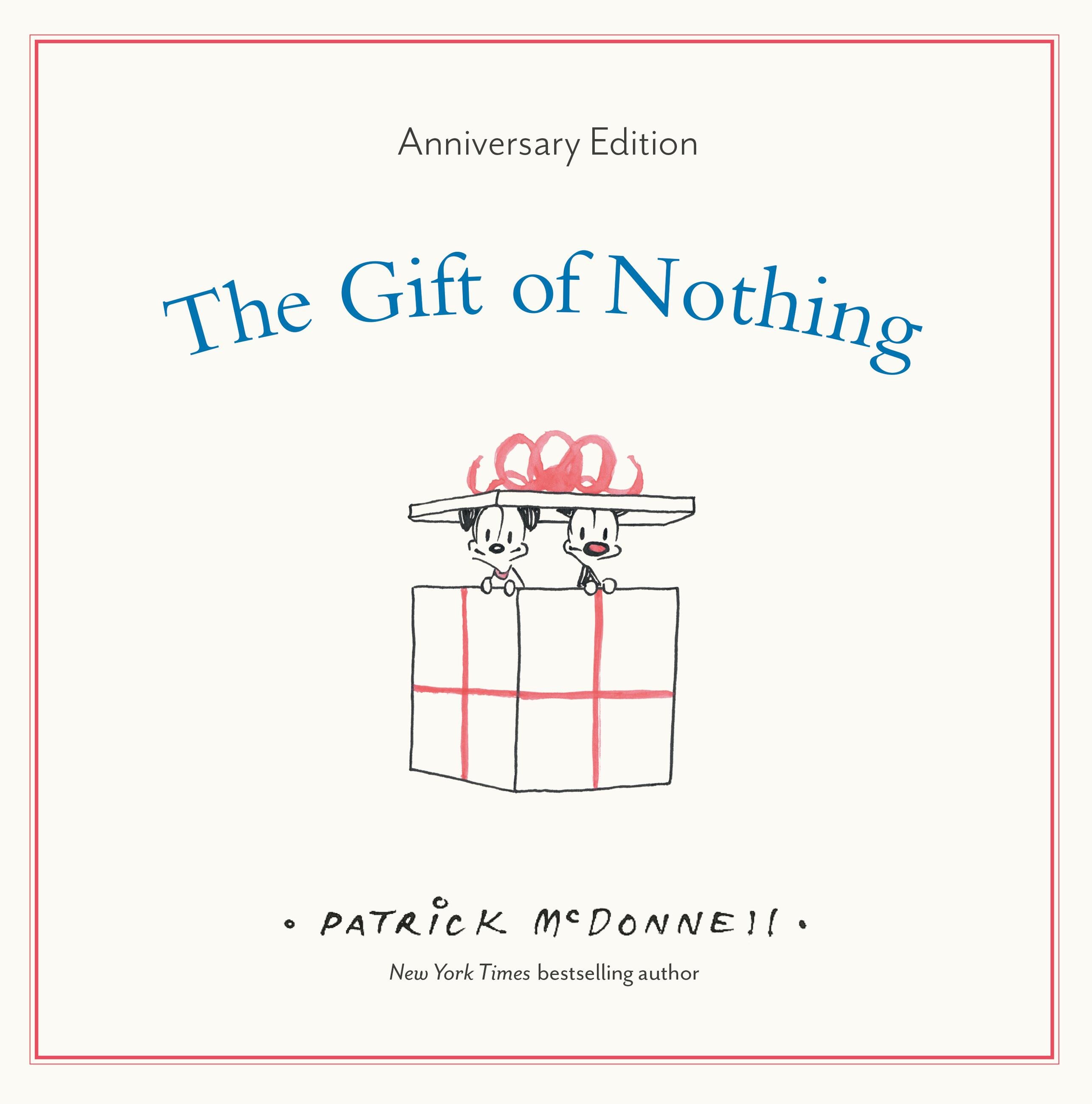Cover of "The Gift of Nothing" by Patrick McDonnell, showing two cartoon characters inside a box wrapped with a ribbon and bow.