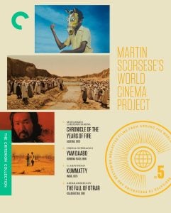 Poster featuring four international films in Martin Scorsese’s World Cinema Project No. 5, with images from each film and text listing their titles, directors, and countries of origin.