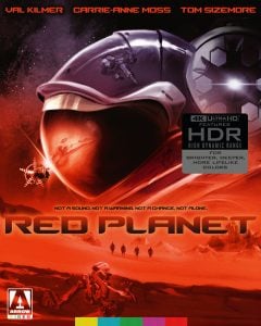 A science fiction movie poster shows an astronaut on Mars with a robotic device, a large gear, and a spacecraft in the background. The title "Red Planet" is prominent at the bottom.