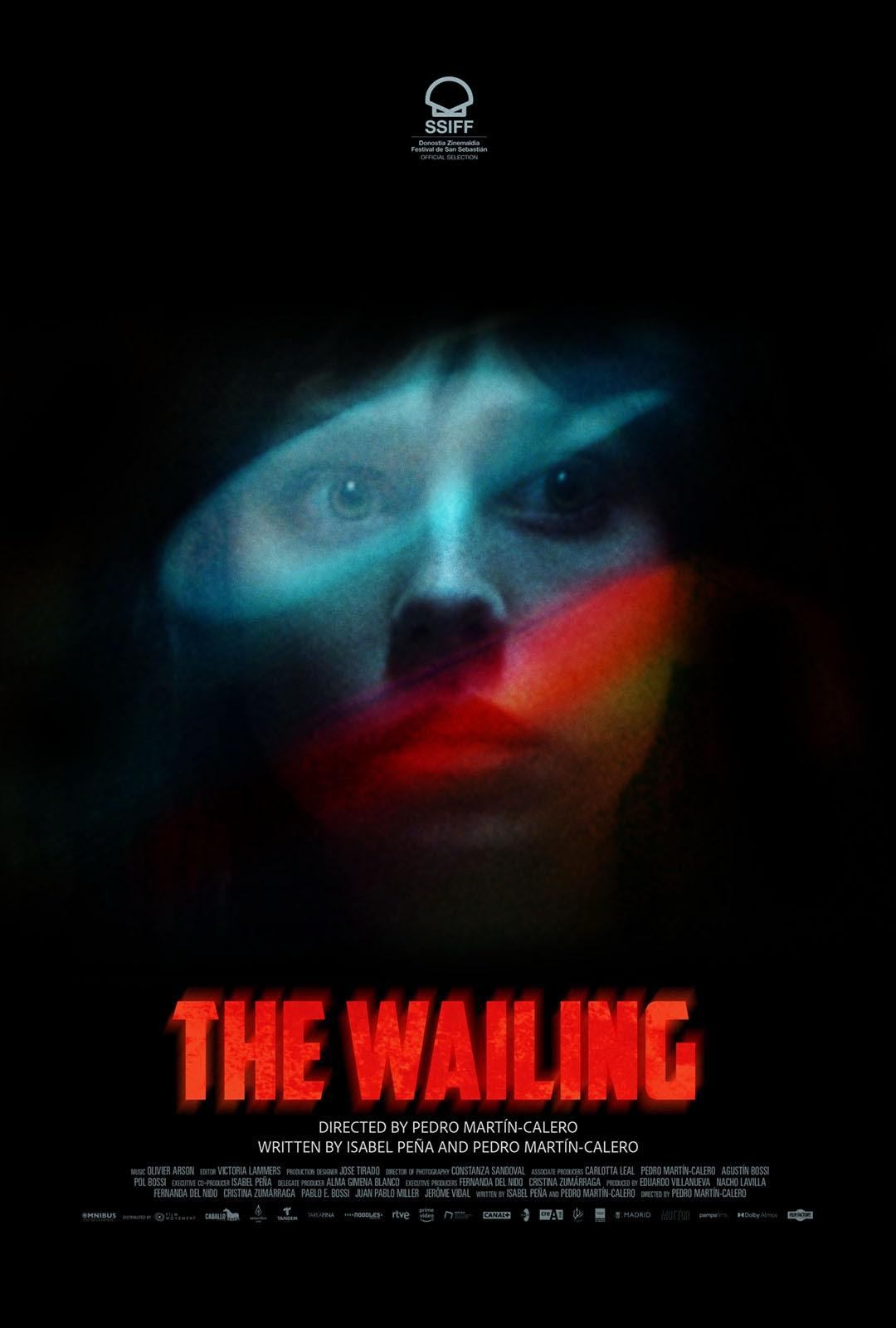 The movie poster for "The Wailing" features a blurred, distressed face surrounded by dark colors, with the film title in bold red letters at the bottom.