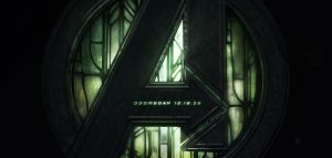 The Avengers logo with a stained glass design and the text "DOOMSDAY 12.18.26" in the center on a dark background.