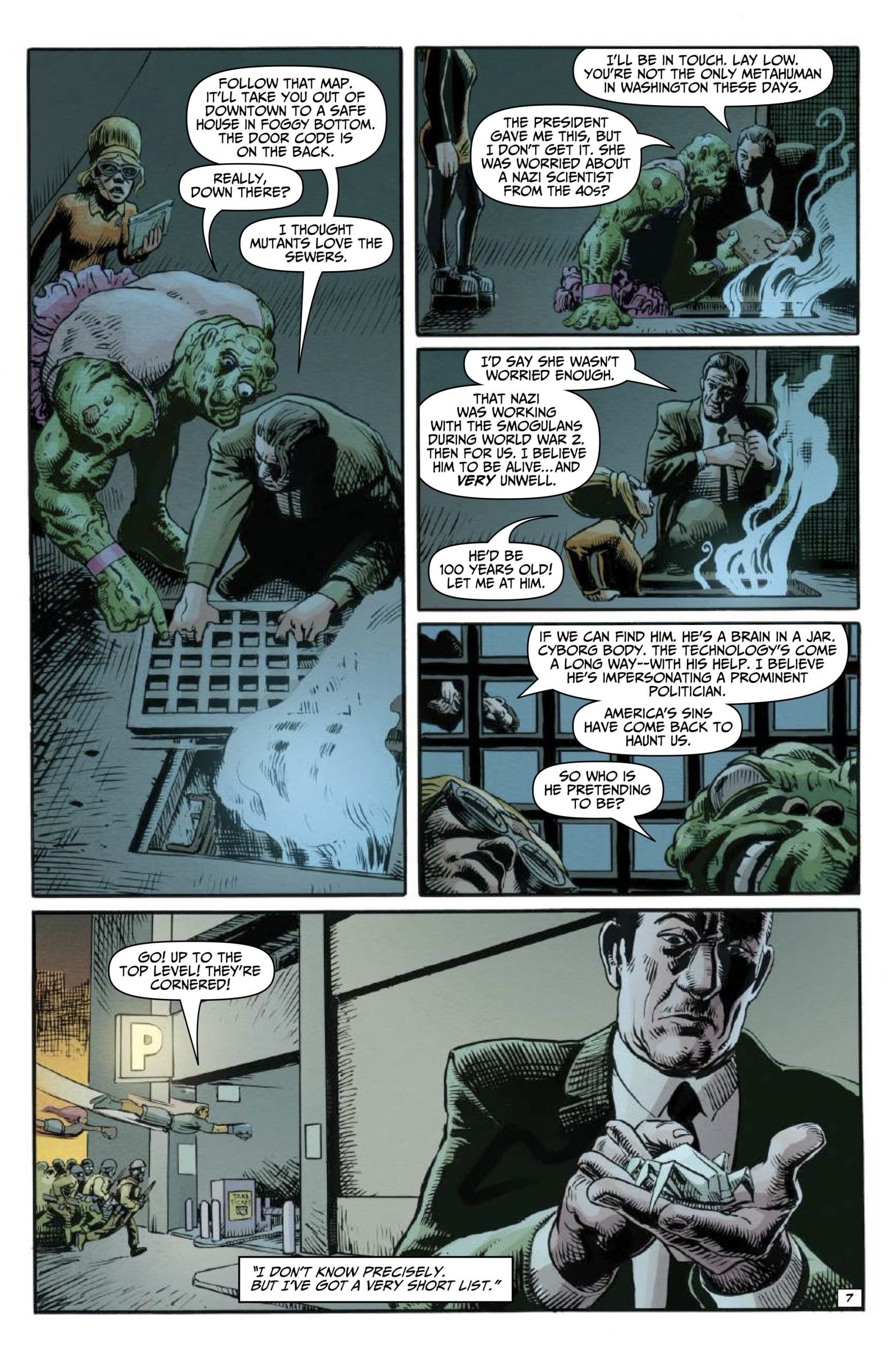 A comic page of a man and a monster.