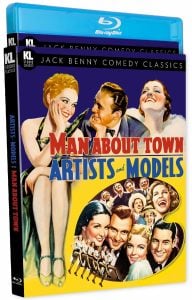 Blu-ray case featuring classic films "Man About Town" and "Artists and Models," with vintage illustrated portraits of smiling actors and entertainers on the cover.