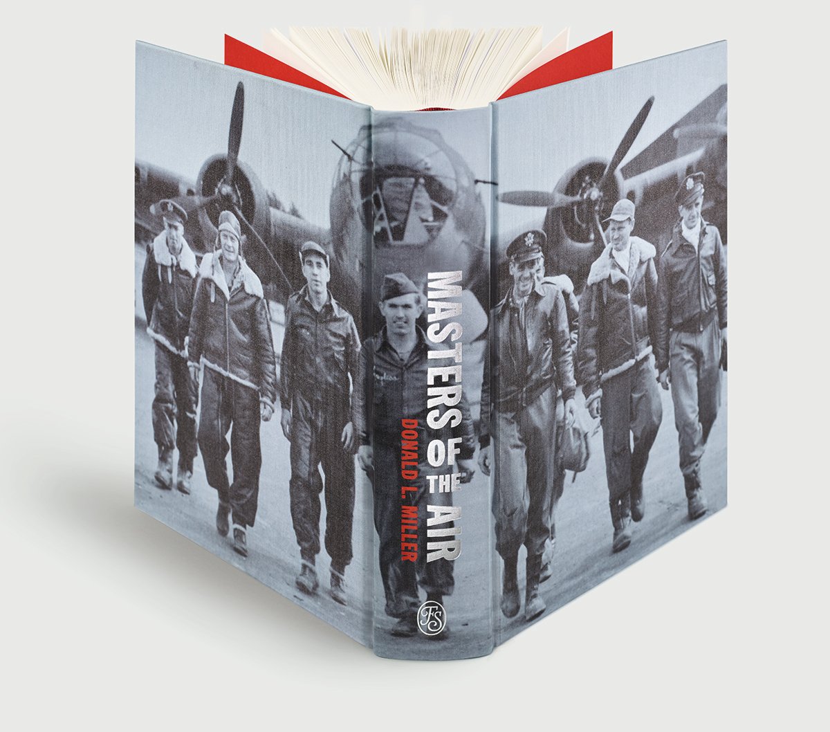 Book titled "Masters of the Air" by Donald L. Miller with a cover photo of WWII-era pilots in uniform walking in front of a military aircraft.