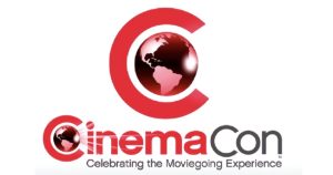 CinemaCon logo with a red globe inside a large red letter “C” and the tagline "Celebrating the Moviegoing Experience" written below.