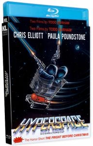 Blu-ray case for "Hyperspace," featuring two films by Todd Durham. The cover shows characters in a shopping cart floating in space with a starry background.