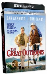 Blu-ray cover of "The Great Outdoors" shows two men standing on a dock with fishing gear; a raccoon and a lake appear in the background.