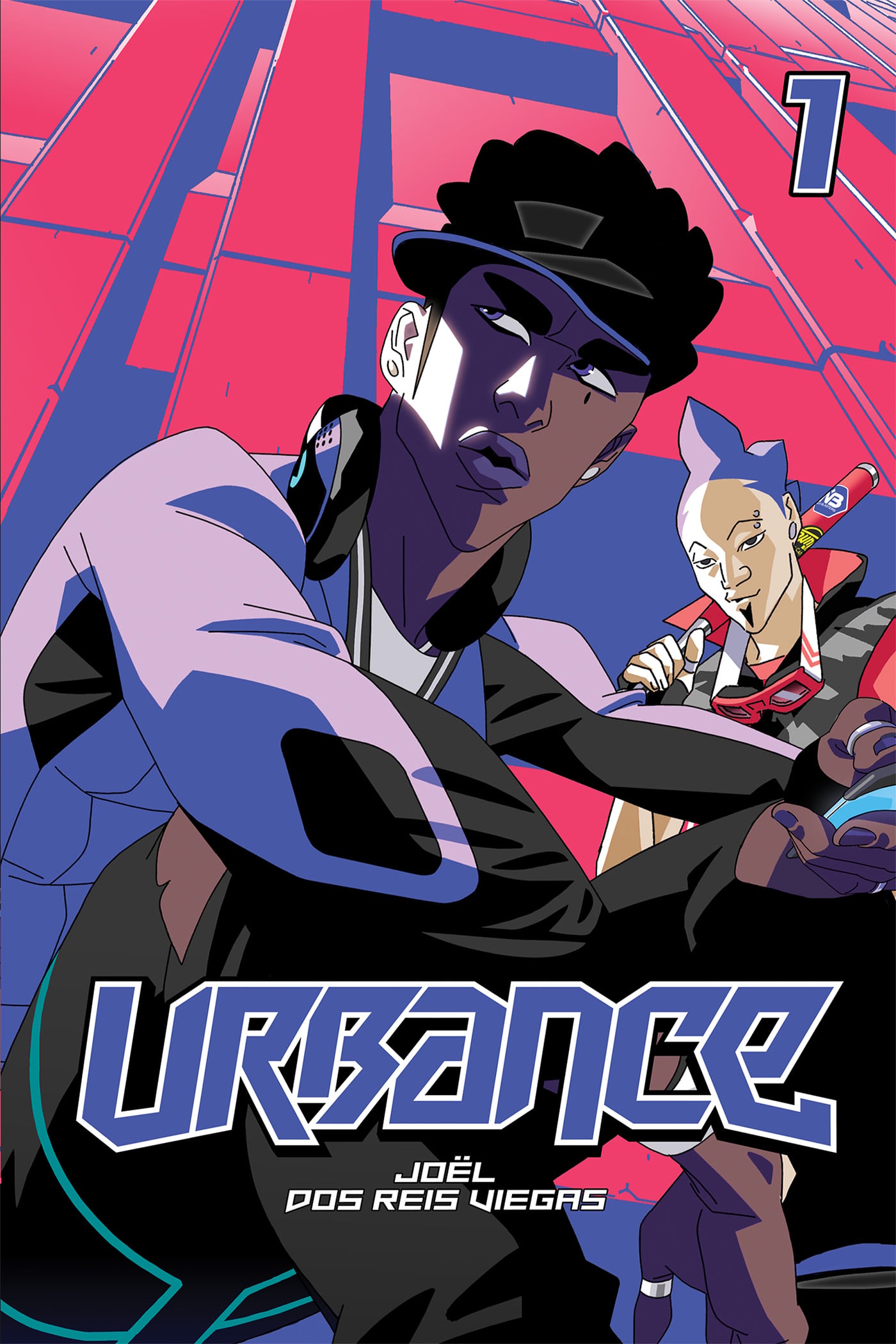 Two animated characters pose confidently against a stylized, angular cityscape background with the title "URBANCE" and the number 1 featured prominently.