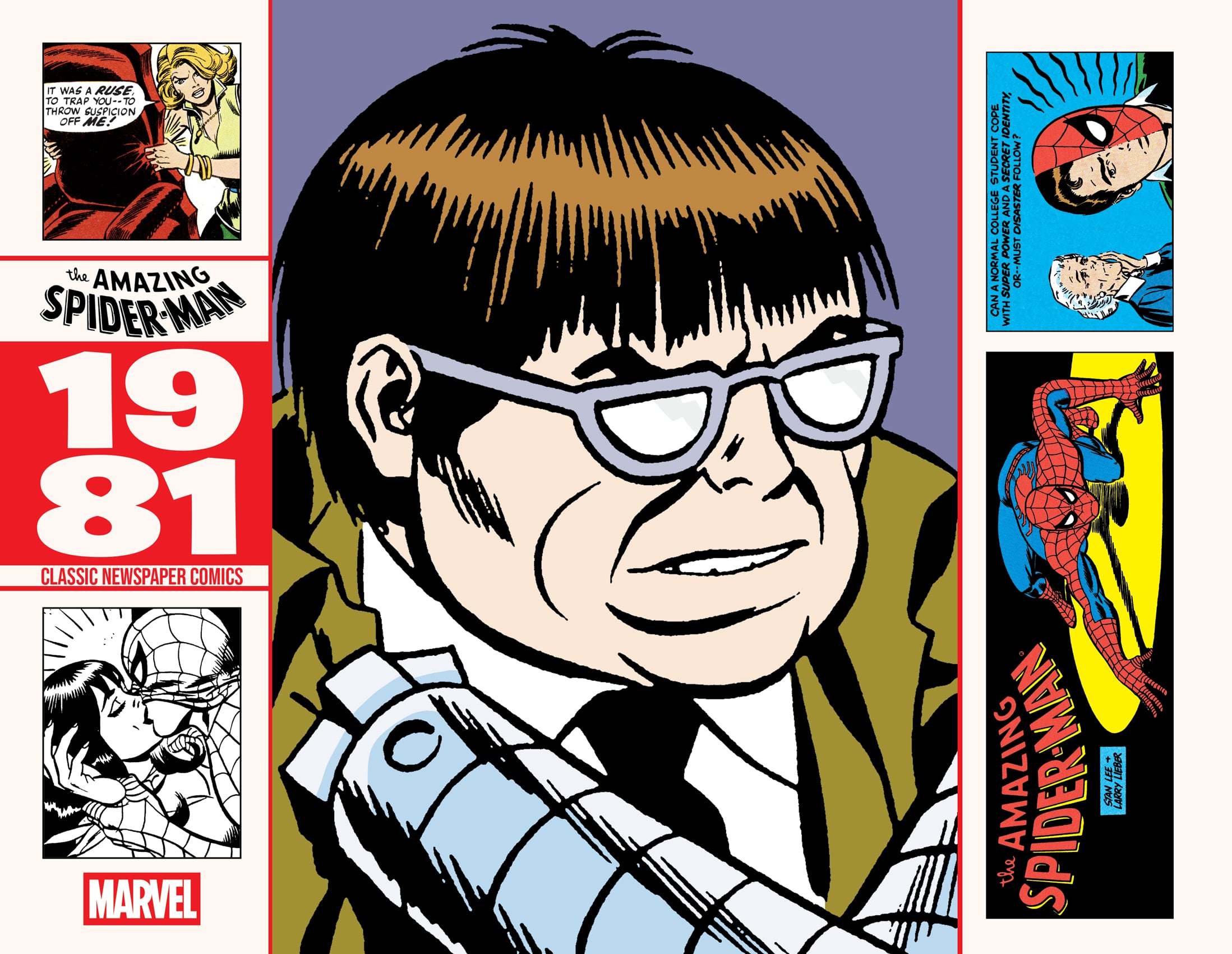 Comic book cover featuring a large illustration of Doctor Octopus in the center, surrounded by Spider-Man comic panels and the text 