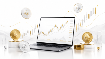 What Institutional Crypto Infrastructure Looks Like From The Inside A laptop displaying a rising financial chart is surrounded by Ethereum and Cardano cryptocurrency coins, with upward graphs in the background.