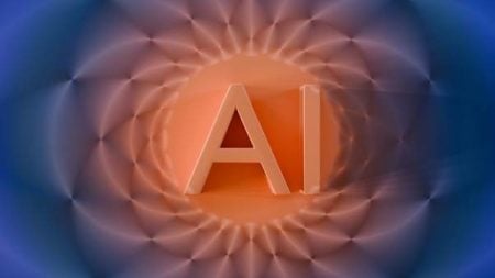 The Fundamental Influence of AI In Sports Predictions The letters "AI" are centered on a circular, orange and blue abstract background with a radiating, geometric pattern.