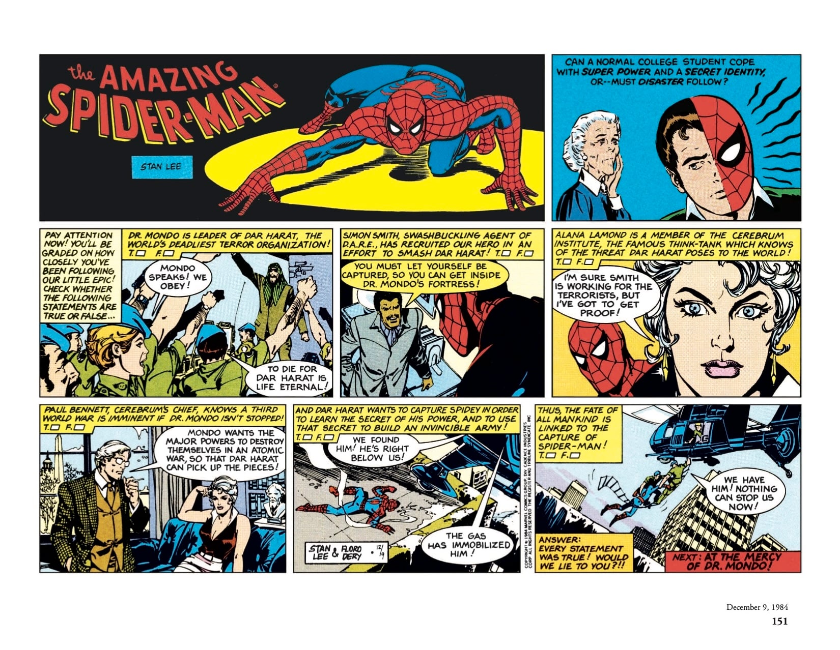 Comic page featuring Spider-Man swinging through the city, Peter Parker pondering; panels include J. Jonah Jameson, Dr. Maria Hart, and a helicopter rescue scene.
