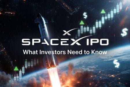 SpaceX’s IPO: Billion-Dollar Losses, Trillion-Dollar Ambitions A rocket launches into space behind the text "SpaceX IPO: What Investors Need to Know," with stock charts, dollar signs, and upward arrows in the background.