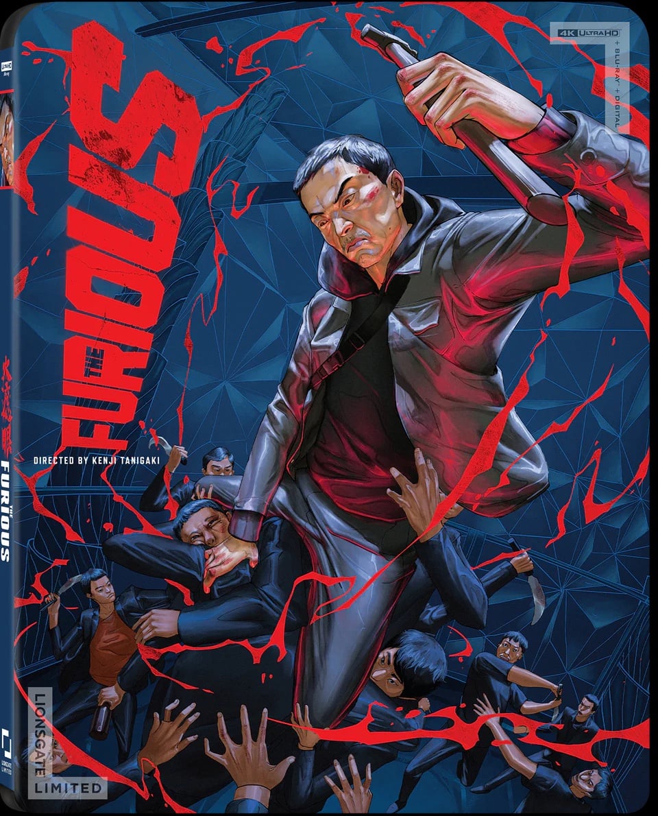 Illustrated cover showing a man in a gray jacket wielding a pipe, surrounded by multiple attackers with red stylized motion lines and "FURIOUS" in bold red text.