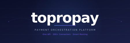 One API, 300+ Connectors: Why High-Volume Merchants Are Switching To topropay Topropay payment orchestration platform logo with tagline: Payment Orchestration Platform. One API - 300+ Connectors - Smart Routing, on a dark blue background.