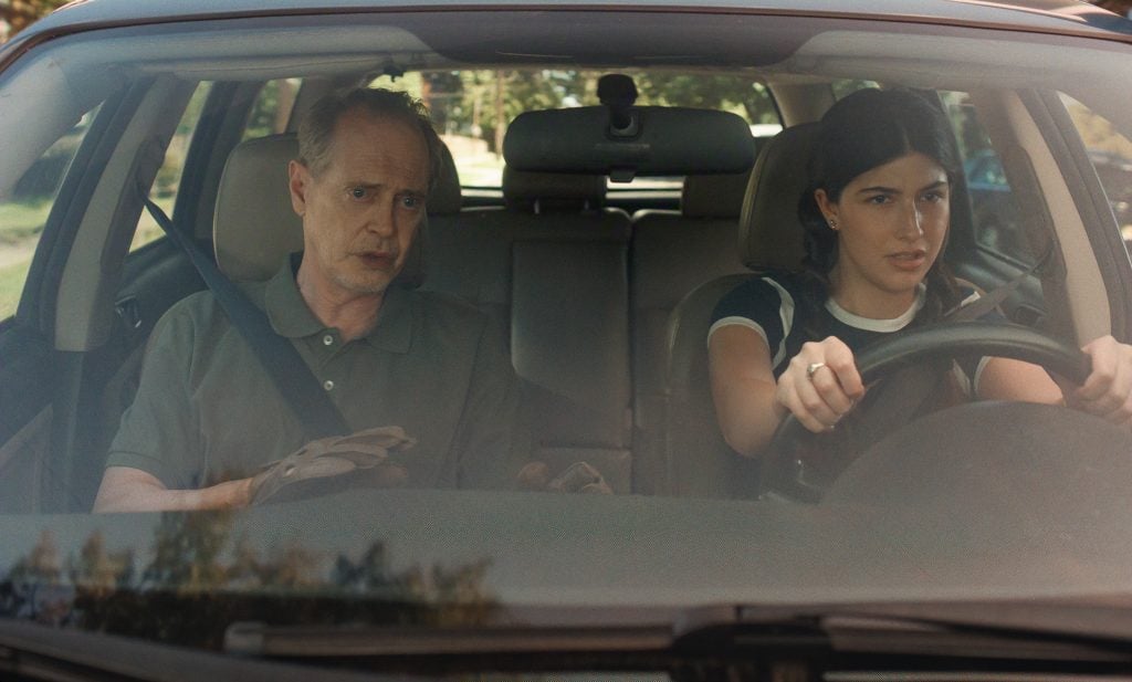 DON’T SAY GOOD LUCK. (L to R) Steve Buscemi as Dale and Sunny Sandler as Sophie in Don’t Say Good Luck. Cr. Courtesy of Netflix © 2026.