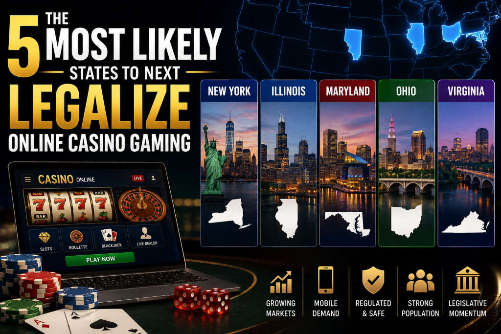 US states most likely to legalize online casino gaming