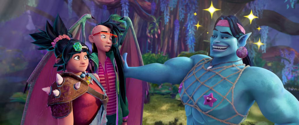 (from left) Jo (H.E.R.), Raissa (Liza Soberano) and Prince Mermahn (Kevin McCann) in DreamWorks Animation’s Forgotten Island, directed by Joel Crawford and Januel Mercado.