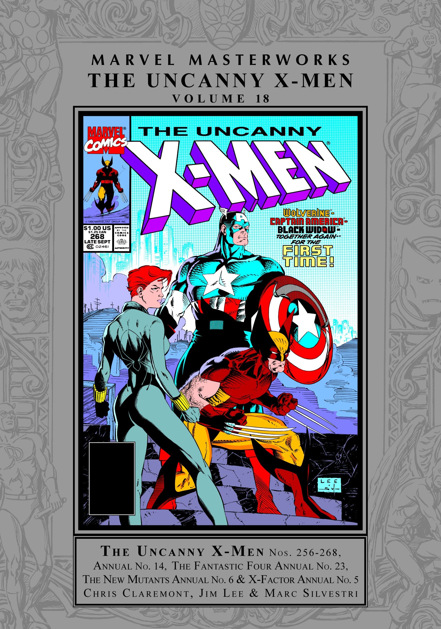 Comic book cover featuring Marvel characters Cyclops, Jean Grey, Captain America, and Havok standing together with a cityscape background; “The Uncanny X-Men” is the title above them.