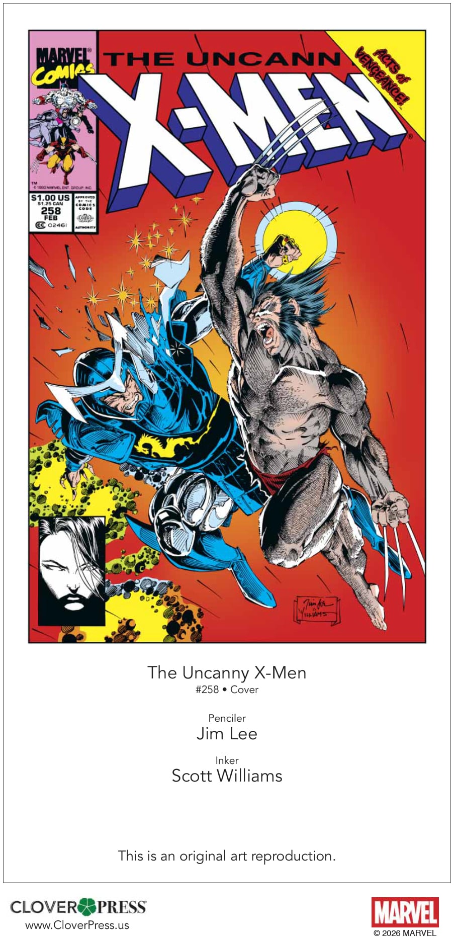 Comic book cover art showing two characters, one in black armor and the other shirtless with claws, engaged in a dynamic mid-air battle against a red background.