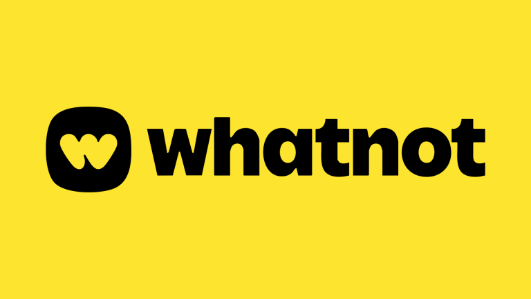 Whatnot logo with a black rounded square containing a stylized “W” next to the word “whatnot” in bold black letters on a yellow background.