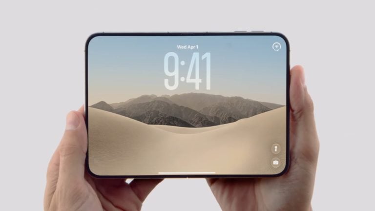 Apple’s first foldable iPhone shown open with its large folding display