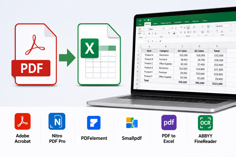 PDF document being converted into an editable Excel spreadsheet