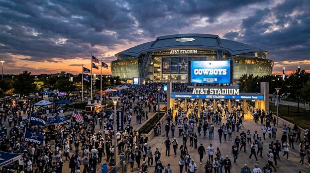 AT&T Stadium in Arlington Texas during a Dallas Cowboys football weekend