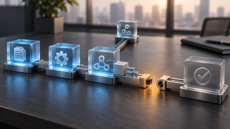 An automation workflow stalls at incompatible connectors, leaving the final stage disconnected.