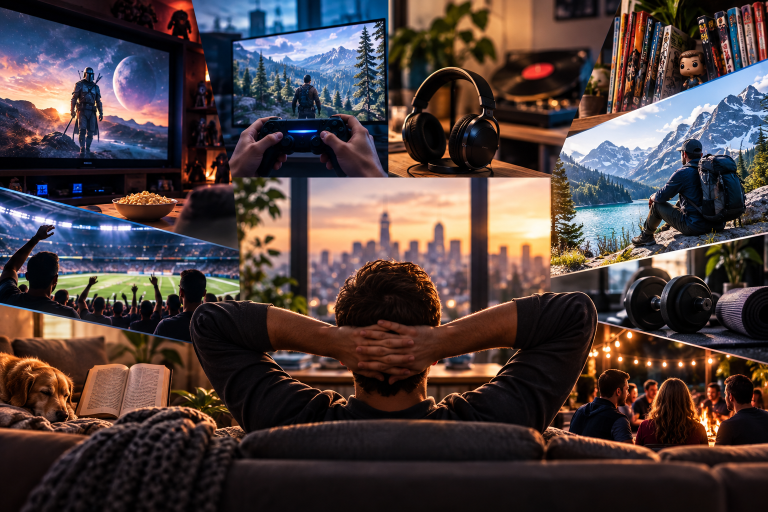The Role of Entertainment In Maintaining A Balanced Lifestyle Person enjoying movies, music, gaming, and other entertainment as part of a balanced everyday lifestyle