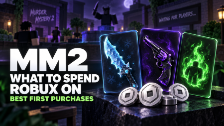 Murder Mystery 2 shop showing items available to purchase with Robux