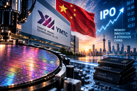 Semiconductor memory chips representing YMTC and China’s growing ambitions in the global NAND flash market