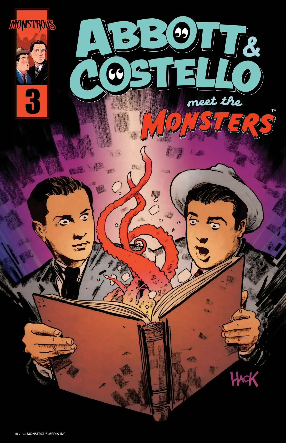 Cover artwork for Abbott and Costello Meet the Monsters featuring the comedy duo in a supernatural horror adventure.