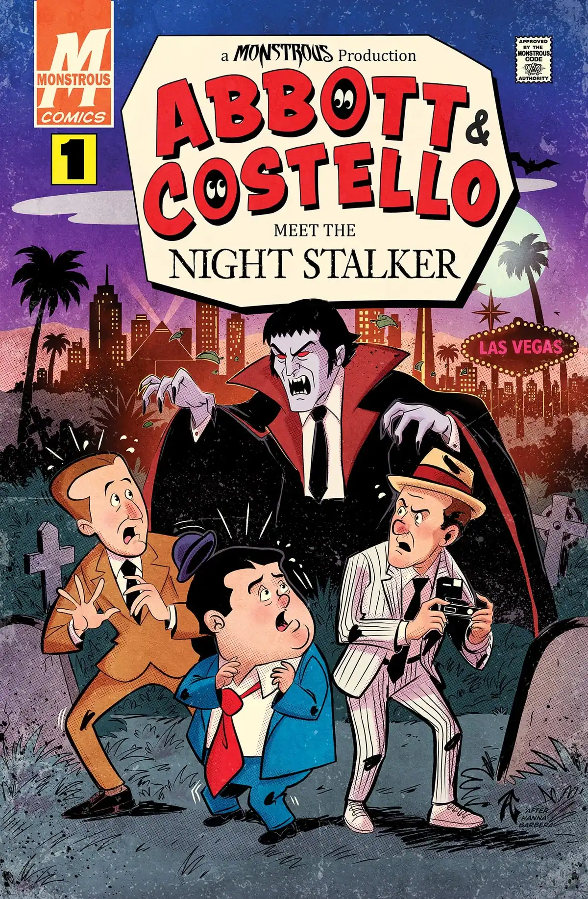 Variant cover artwork for Abbott and Costello Meet the Monsters.