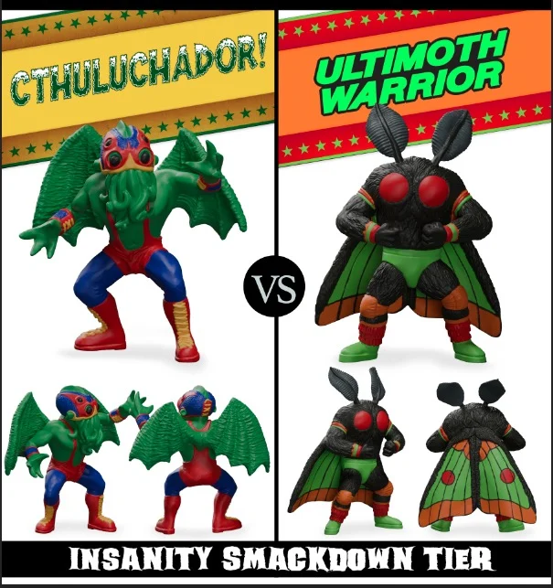 Cryptid Combat Infinite Smackdown artwork featuring the Cthulhu and Mothman-inspired wrestlers.