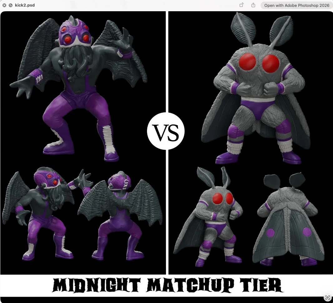 Cryptid Combat Midnight Matchup figures from Wandering Planet Toys and Velikan.