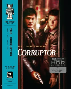 Blu-ray cover for the film The Corruptor, featuring actors Chow Yun-Fat and Mark Wahlberg holding handguns.