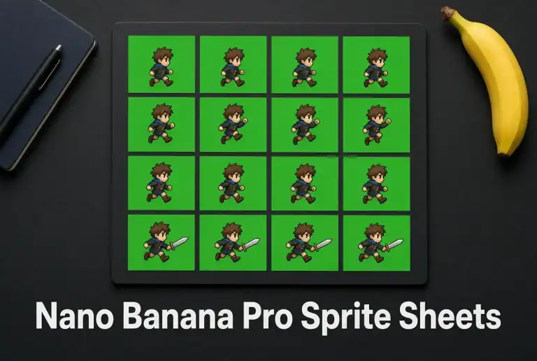 Game character sprite sheet grid generated for animation frames